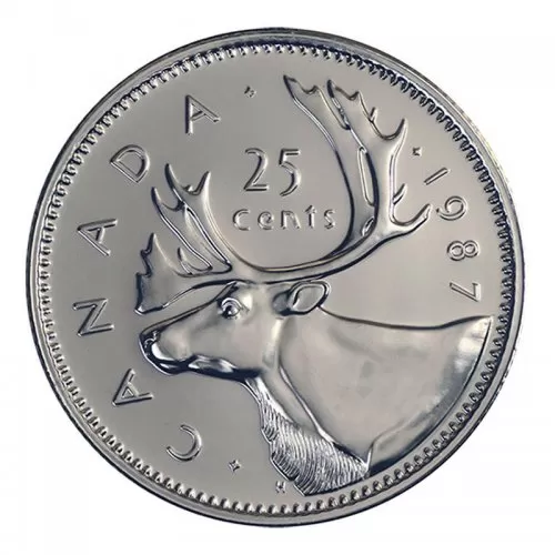 1987 Canadian 25-Cent Caribou Quarter Coin (Brilliant Uncirculated)