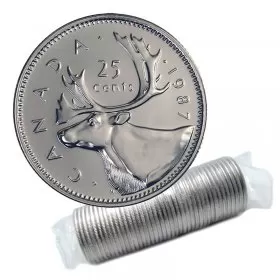 1987 Canadian 25-Cent Caribou Quarter Original Coin Roll