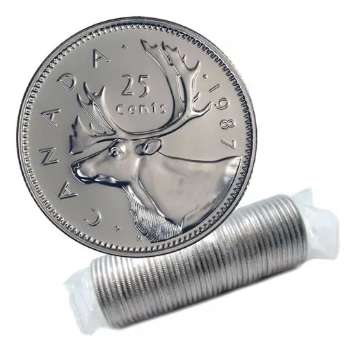 1987 Canadian 25-Cent Caribou Quarter Original Coin Roll