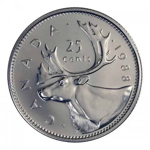 1988 Canadian 25-Cent Caribou Quarter Coin (Brilliant Uncirculated)