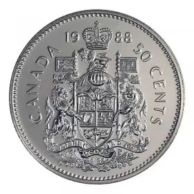1988 Canadian 50-Cent Coat of Arms Half Dollar Coin (BU)