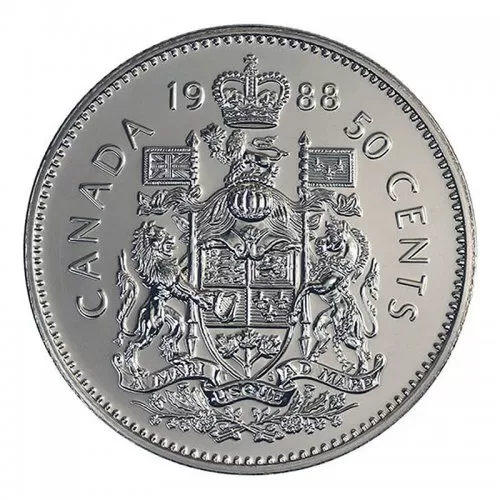 1988 Canadian 50-Cent Coat of Arms Half Dollar Coin (BU)