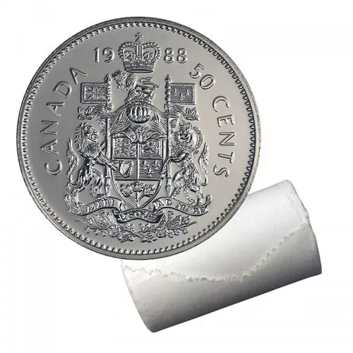 1988 Canadian 50-Cent Coat of Arms Half Dollar Original Coin Roll