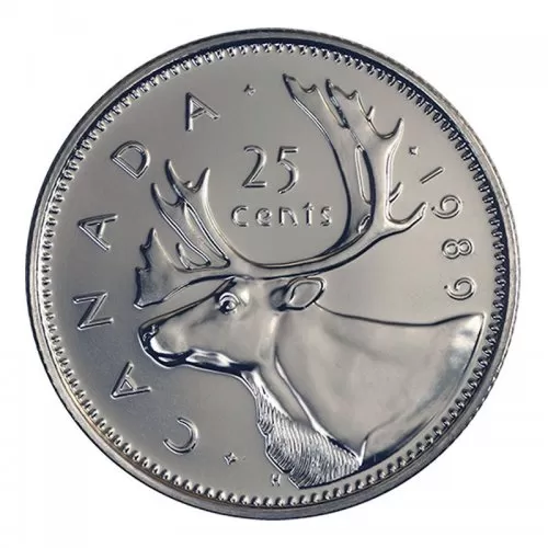 1989 Canadian 25-Cent Caribou Quarter Coin (Brilliant Uncirculated)