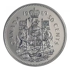 1989 Canadian 50-Cent Coat of Arms Half Dollar Coin (BU)