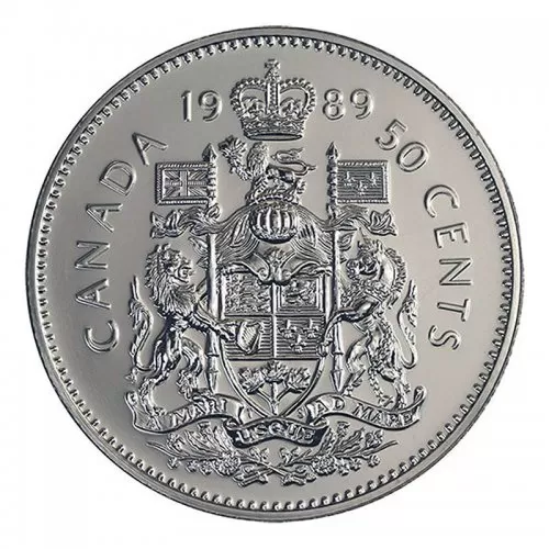 1989 Canadian 50-Cent Coat of Arms Half Dollar Coin (BU)
