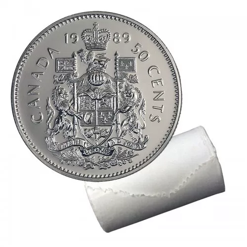 1989 Canadian 50-Cent Coat of Arms Half Dollar Original Coin Roll
