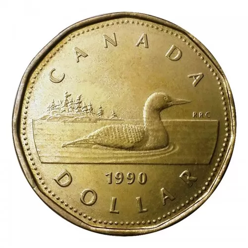 1990 Canadian $1 Common Loon Dollar Coin (Brilliant Uncirculated)