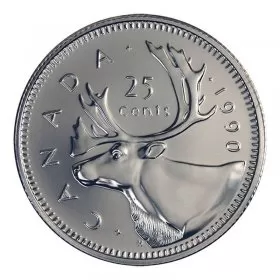 1990 Canadian 25-Cent Caribou Quarter Coin (Brilliant Uncirculated)