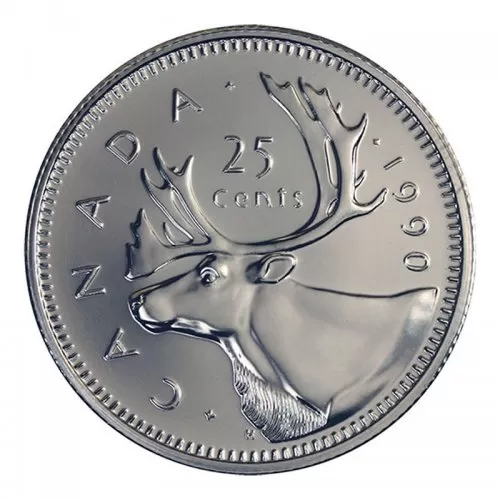 1990 Canadian 25-Cent Caribou Quarter Coin (Brilliant Uncirculated)