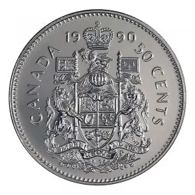 1990 Canadian 50-Cent Coat of Arms Half Dollar Coin (Brilliant Uncirculated)