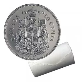 1990 Canadian 50-Cent Coat of Arms Half Dollar Original Coin Roll