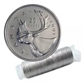 1991 Canadian 25-Cent Caribou Quarter Original Coin Roll