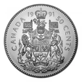 1991 Canadian 50-Cent Coat of Arms Half Dollar Coin (Brilliant Uncirculated)
