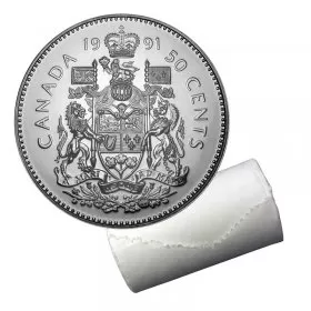 1991 Canadian 50-Cent Coat of Arms Half Dollar Original Coin Roll