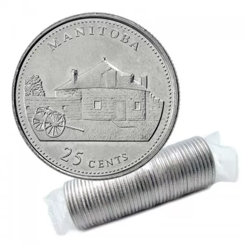1992 (1867-) Canadian 25-Cent Manitoba Confederation 125th Anniv/Provincial Quarter Original Coin Roll
