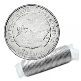 1992 (1867-) Canadian 25-Cent Newfoundland Confederation 125th Anniv/Provincial Quarter Original Coin Roll