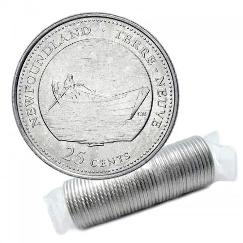 1992 (1867-) Canadian 25-Cent Newfoundland Confederation 125th Anniv/Provincial Quarter Original Coin Roll