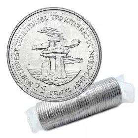 1992 (1867-) Canadian 25-Cent Northwest Territories Confederation 125th Anniv/Provincial Quarter Original Coin Roll