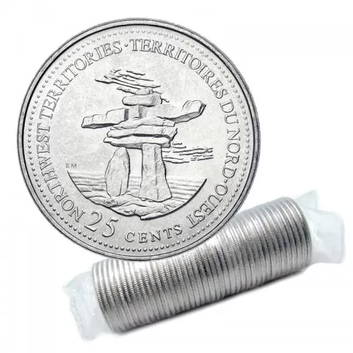 1992 (1867-) Canadian 25-Cent Northwest Territories Confederation 125th Anniv/Provincial Quarter Original Coin Roll
