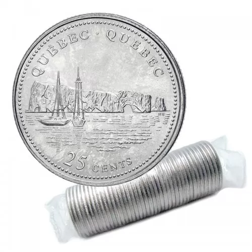 1992 (1867-) Canadian 25-Cent Quebec Confederation 125th Anniv/Provincial Quarter Original Coin Roll