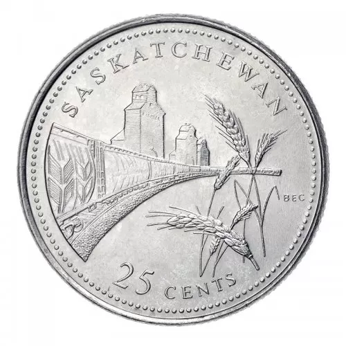 1992 (1867-) Canadian 25-Cent Saskatchewan Confederation 125th Anniv/Provincial Quarter Coin (Brilliant Uncirculated)