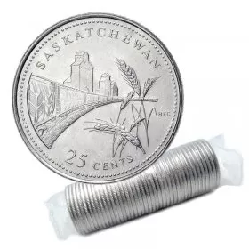 1992 (1867-) Canadian 25-Cent Saskatchewan Confederation 125th Anniv/Provincial Quarter Original Coin Roll