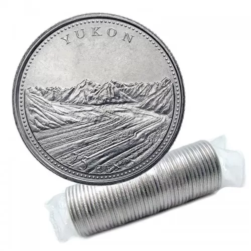 1992 (1867-) Canadian 25-Cent Yukon Confederation 125th Anniv/Provincial Quarter Original Coin Roll