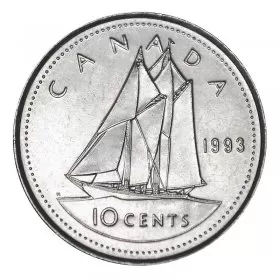 1993 Canadian 10-Cent Bluenose Schooner Dime Coin (Brilliant Uncirculated)