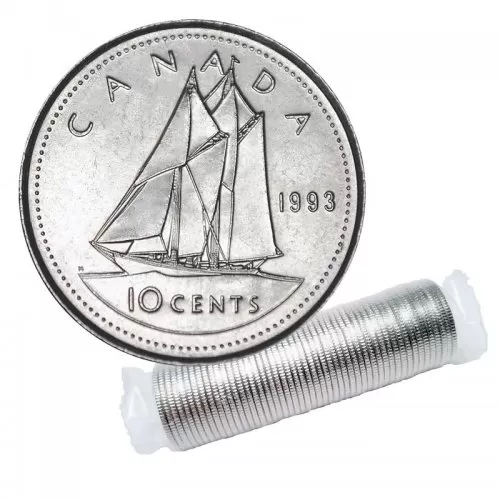 1993 Canadian 10-Cent Bluenose Schooner Dime Original Coin Roll