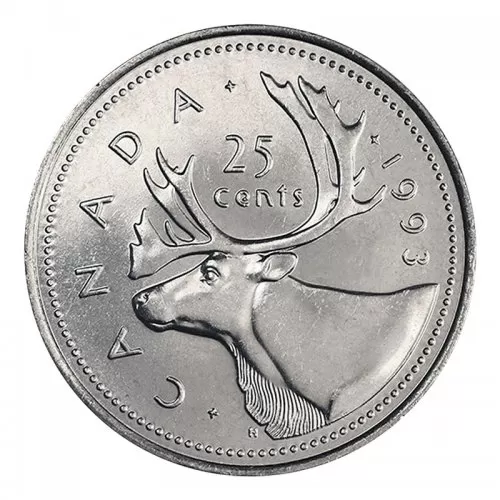 1993 Canadian 25-Cent Caribou Quarter Coin (Brilliant Uncirculated)