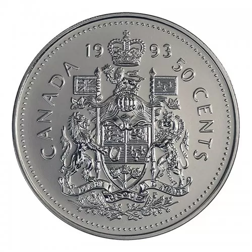 1993 Canadian 50-Cent Coat of Arms Half Dollar Coin (Brilliant Uncirculated)