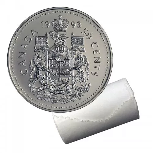 1993 Canadian 50-Cent Coat of Arms Half Dollar Original Coin Roll