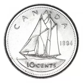 1994 Canadian 10-Cent Bluenose Schooner Dime Coin (Brilliant Uncirculated)