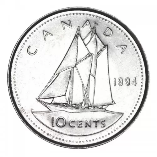 1994 Canadian 10-Cent Bluenose Schooner Dime Coin (Brilliant Uncirculated)