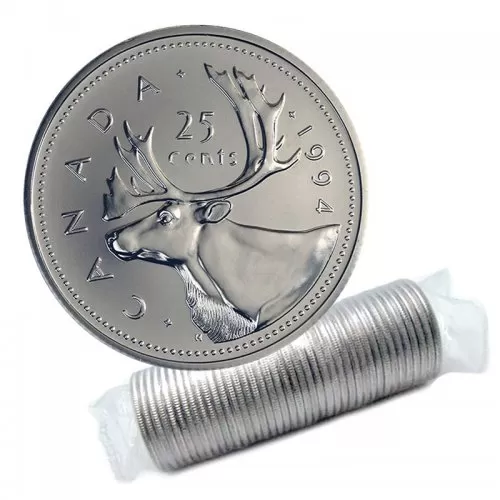 1994 Canadian 25-Cent Caribou Quarter Original Coin Roll