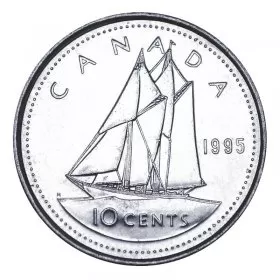 1995 Canadian 10-Cent Bluenose Schooner Dime Coin (Brilliant Uncirculated)