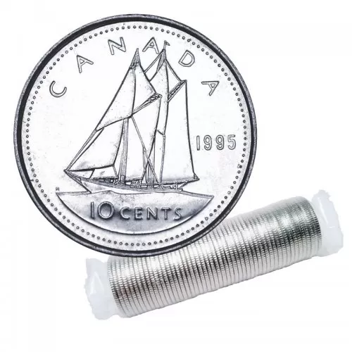 1995 Canadian 10-Cent Bluenose Schooner Dime Original Coin Roll