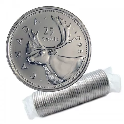 1995 Canadian 25-Cent Caribou Quarter Original Coin Roll