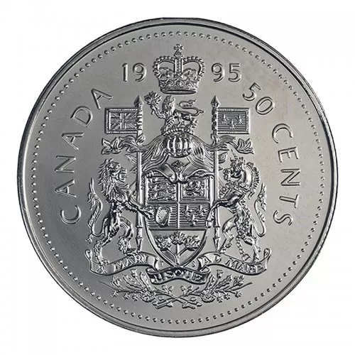 1995 Canadian 50-Cent Coat of Arms Half Dollar Coin (Brilliant Uncirculated)