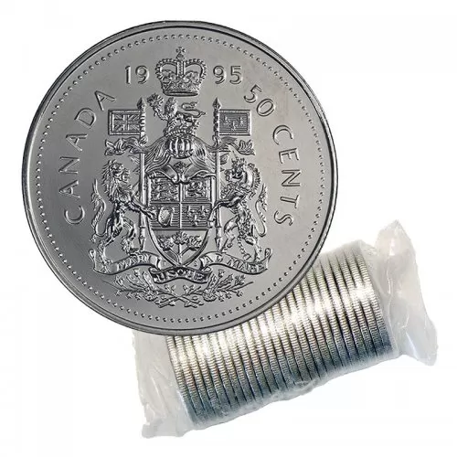 1995 Canadian 50-Cent Coat of Arms Half Dollar Original Coin Roll