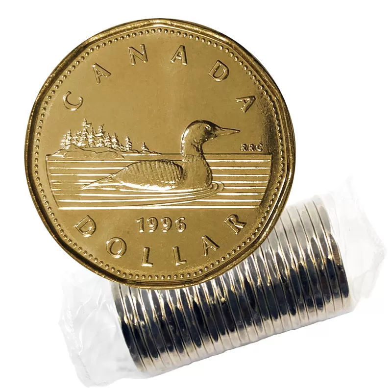1996 Canadian $1 Common Loon Dollar Original Coin Roll