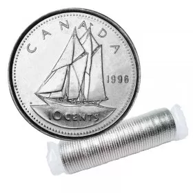 1996 Canadian 10-Cent Bluenose Schooner Dime Original Coin Roll