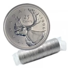 1996 Canadian 25-Cent Caribou Quarter Original Coin Roll
