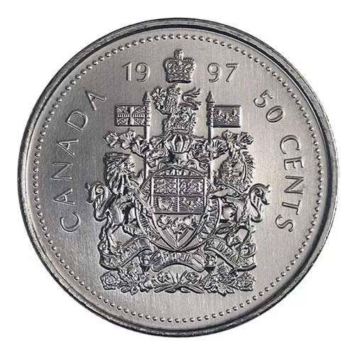1997 Canadian 50-Cent Coat of Arms Half Dollar Coin (Brilliant Uncirculated)