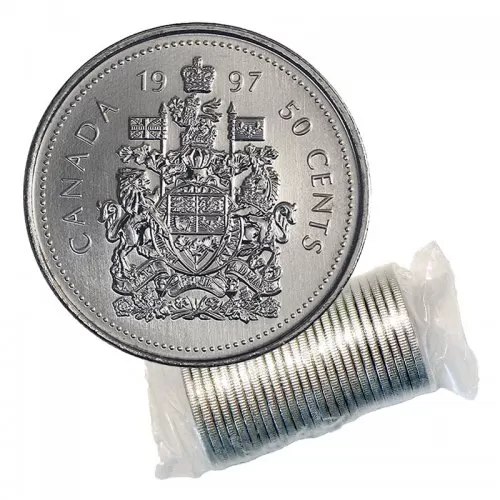 1997 Canadian 50-Cent Coat of Arms Half Dollar Original Coin Roll