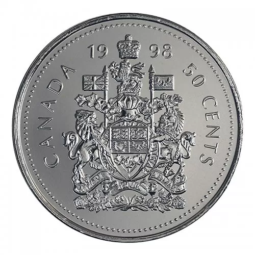1998 Canadian 50-Cent Coat of Arms Half Dollar Coin (Brilliant Uncirculated)