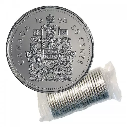 1998 Canadian 50-Cent Coat of Arms Half Dollar Original Coin Roll