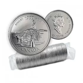 1999 Canadian 25-Cent August: The Pioneer Spirit Millennium Quarter Original Coin Roll