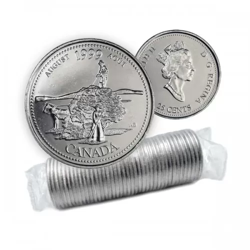 1999 Canadian 25-Cent August: The Pioneer Spirit Millennium Quarter Original Coin Roll